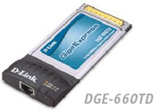 dlink dge-660td cardbus gigabit ethernet adapter with direct por imags